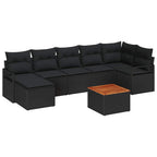 Conjunto de sofás de jardín 8 pcs Negro ratán sintético