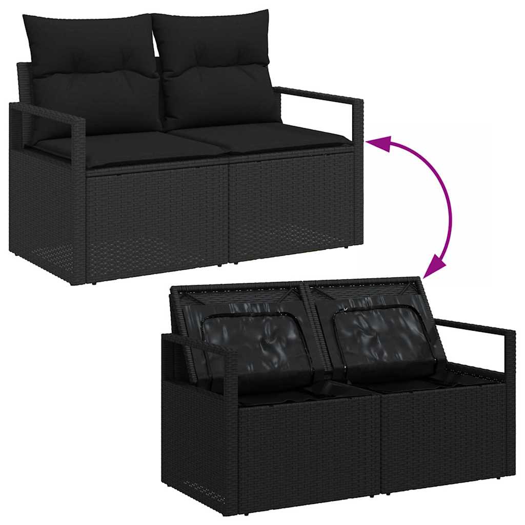Conjunto de sofás de jardín 8 pcs Negro ratán sintético
