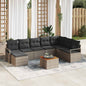 Conjunto de sofás de jardín 9 pcs Beige y Crema ratán sintético