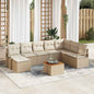 Conjunto de sofás de jardín 9 pcs Beige y Crema ratán sintético