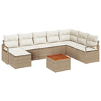 Conjunto de sofás de jardín 9 pcs Beige y Crema ratán sintético