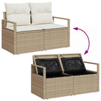 Conjunto de sofás de jardín 9 pcs Beige y Crema ratán sintético