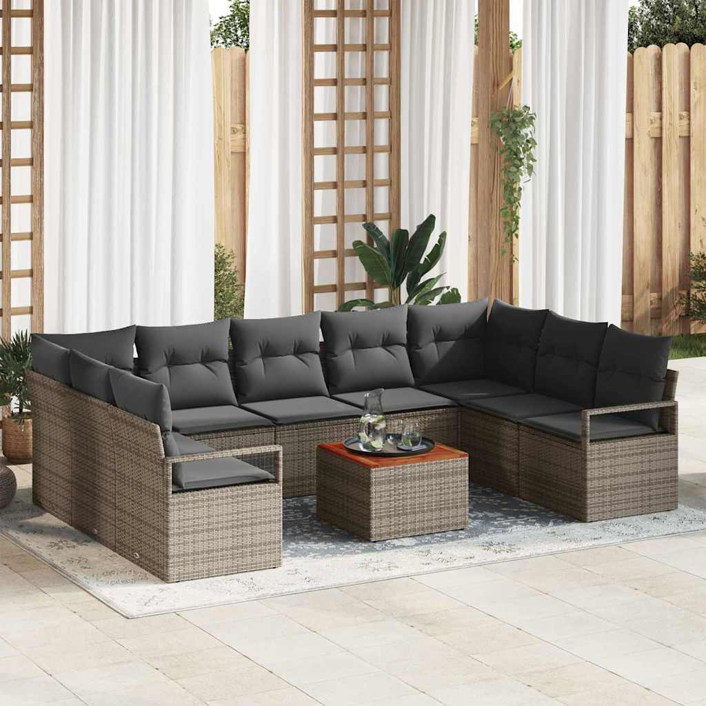 Conjunto de sofás de jardín 10 pcs Beige y Crema