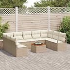 Conjunto de sofás de jardín 10 pcs Beige y Crema