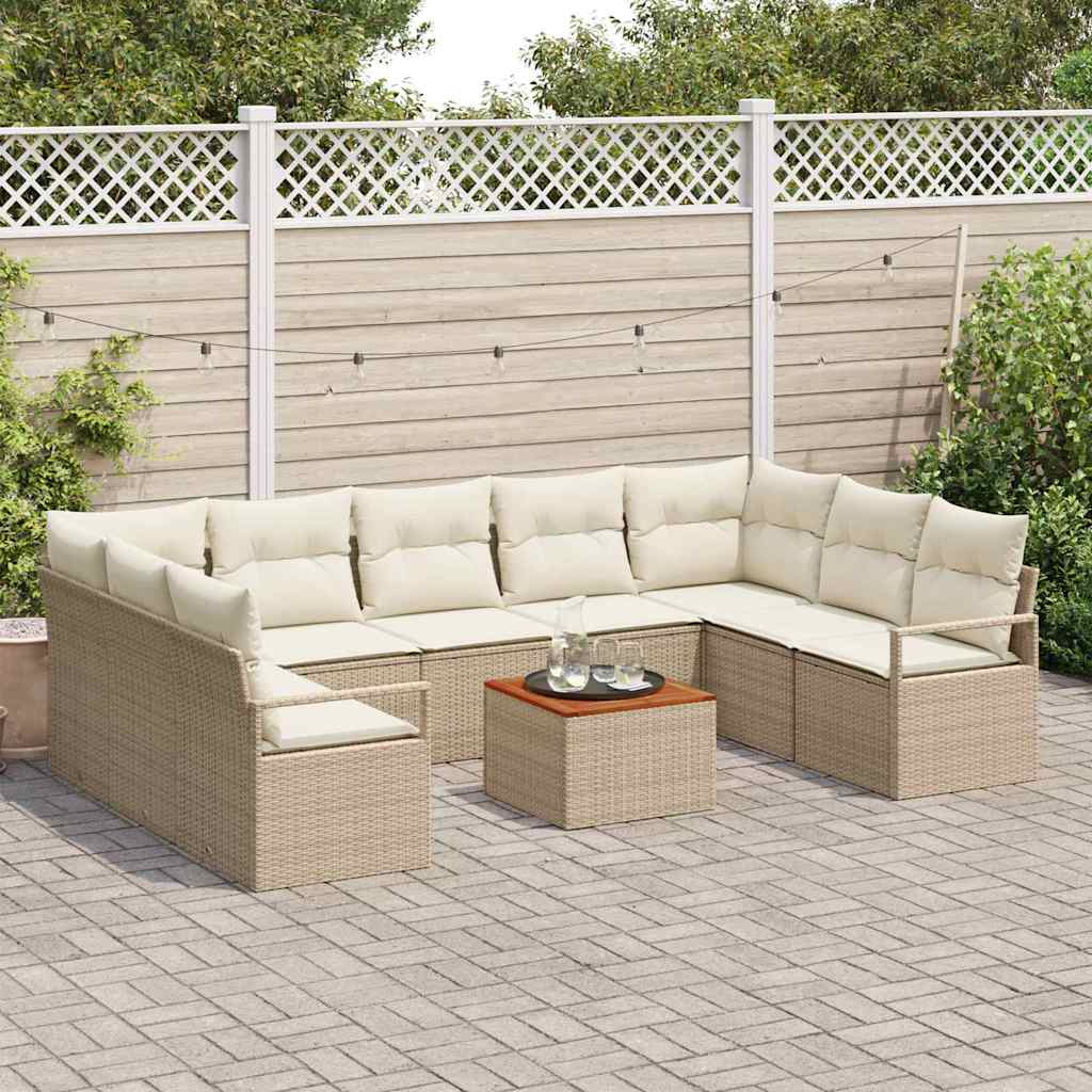 Conjunto de sofás de jardín 10 pcs Beige y Crema