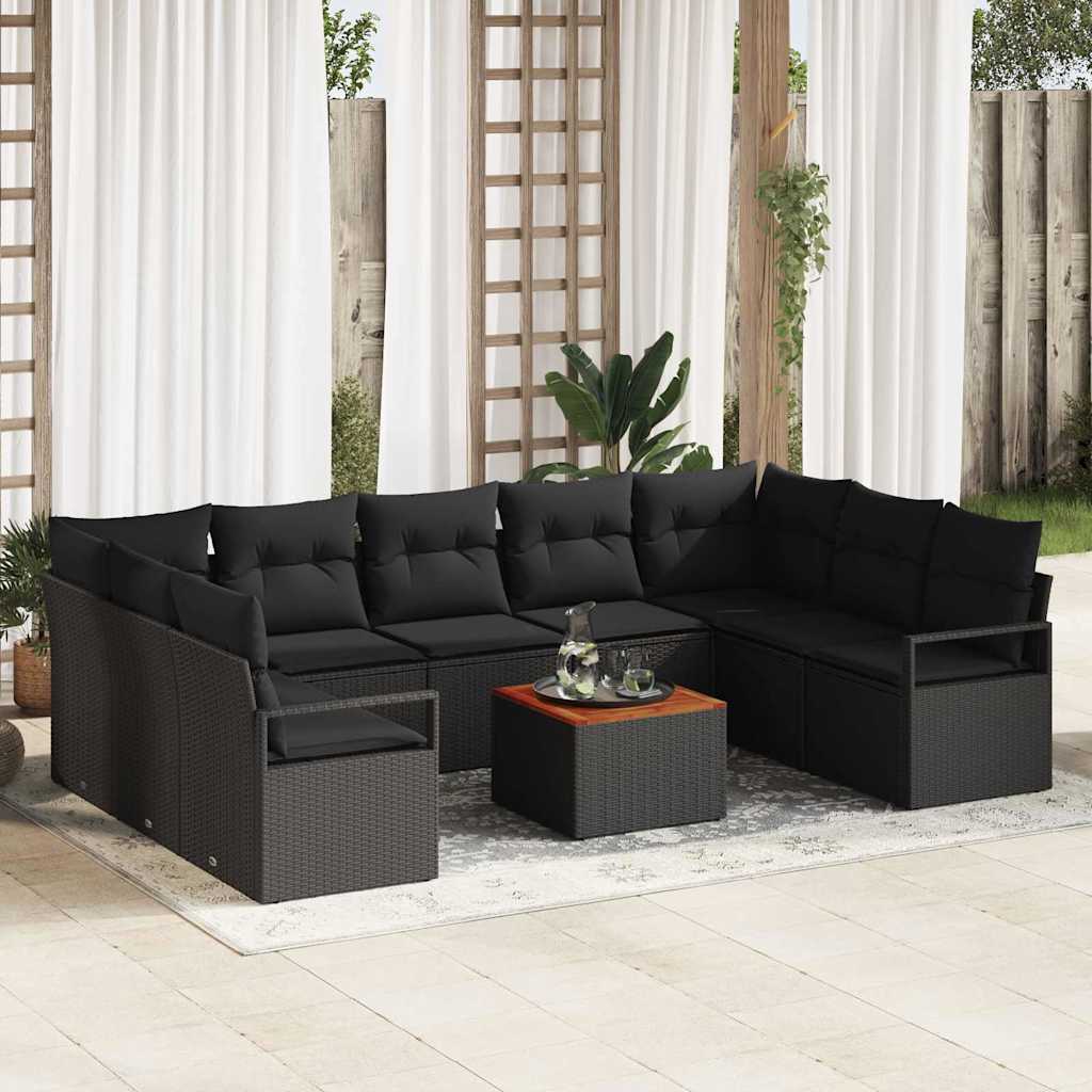 Conjunto de sofás de jardín 10 pcs Beige y Crema