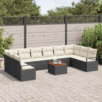 Conjunto de sofás de jardín 11 pcs Negro y crema