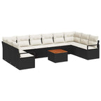 Conjunto de sofás de jardín 11 pcs Negro y crema