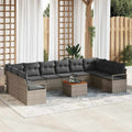 Conjunto de sofás de jardín 11 pcs Gris ratán sintético