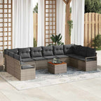 Conjunto de sofás de jardín 11 pcs Gris ratán sintético