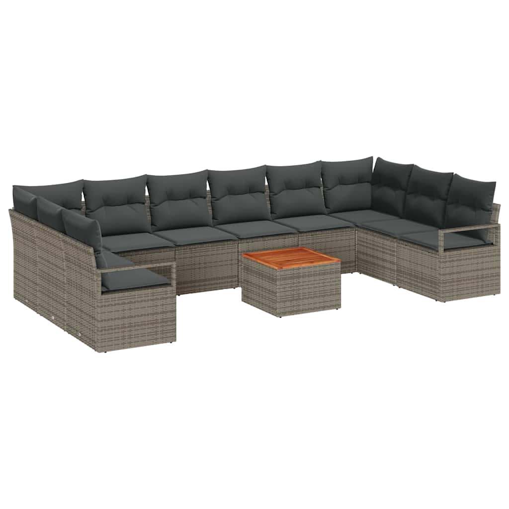 Conjunto de sofás de jardín 11 pcs Gris ratán sintético