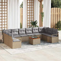 Conjunto de sofás de jardín 11 pcs Beige y Gris Claro
