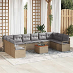 Conjunto de sofás de jardín 11 pcs Beige y Gris Claro