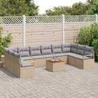 Conjunto de sofás de jardín 11 pcs Beige y Gris Claro