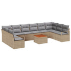 Conjunto de sofás de jardín 11 pcs Beige y Gris Claro