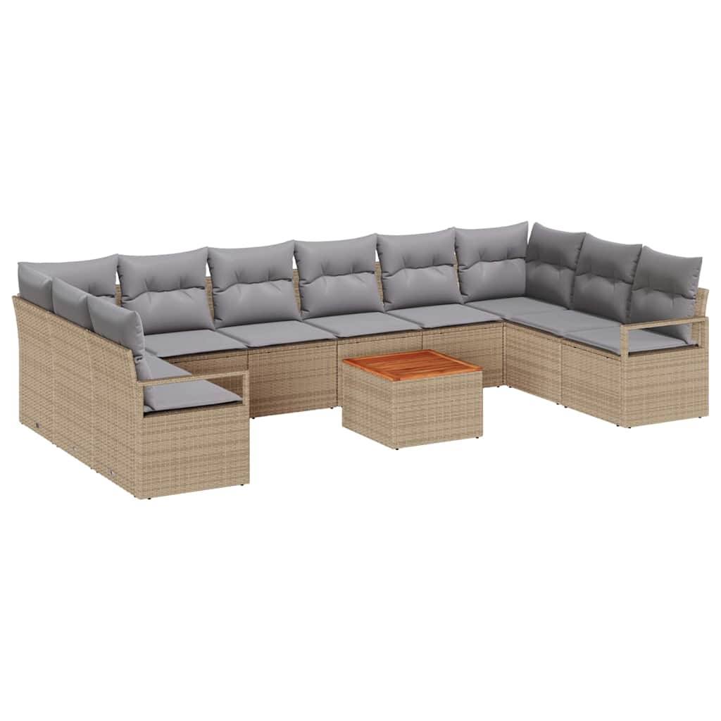Conjunto de sofás de jardín 11 pcs Beige y Gris Claro
