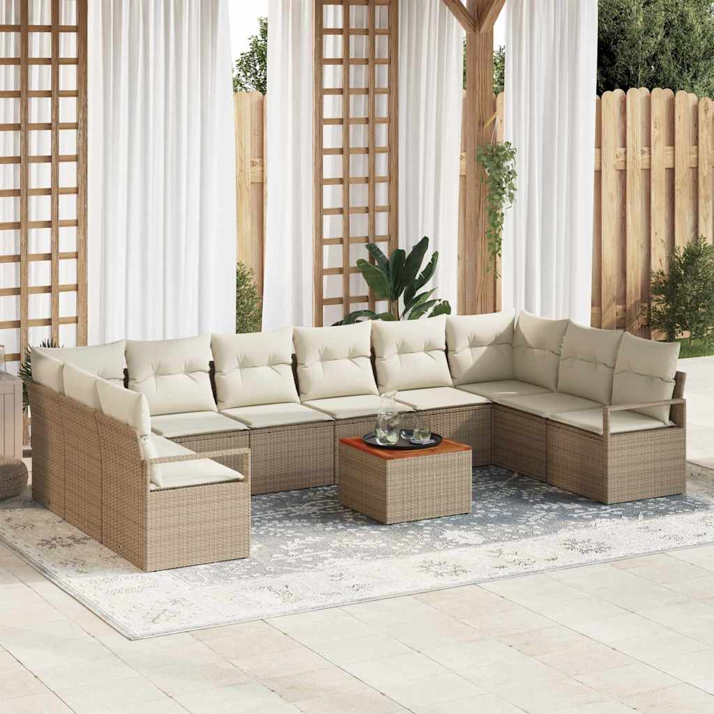 Conjunto de sofás de jardín 11 pcs Beige y Crema