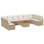 Conjunto de sofás de jardín 11 pcs Beige y Crema
