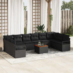 Conjunto de sofás de jardín 11 pcs Negro ratán sintético