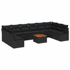 Conjunto de sofás de jardín 11 pcs Negro ratán sintético