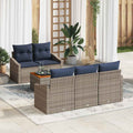 Conjunto de sofás de jardín 6 pcs Gris y azul marino