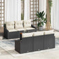 Conjunto de sofás de jardim 7 pcs Preto e creme vime sintético
