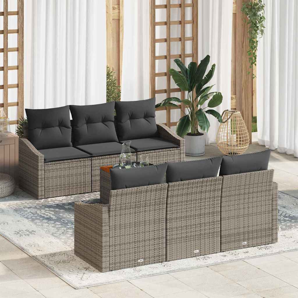 Conjunto de sofás de jardín 7 pcs Beige y Crema ratán sintético