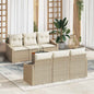 7-piece Garden Sofa Set Beige and Cream Synthetic Rattan
