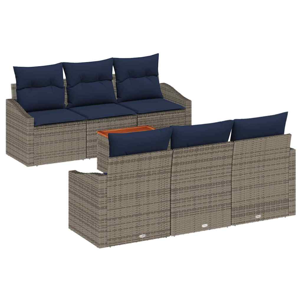 Conjunto de sofás de jardín 7 pcs Gris y azul marino