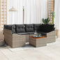 Conjunto de sofás de jardín 7 pcs Beige y Crema ratán sintético