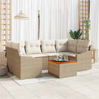 Conjunto de sofás de jardín 7 pcs Beige y Crema ratán sintético