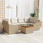 Conjunto de sofás de jardín 7 pcs Beige y Crema ratán sintético