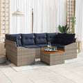Conjunto de sofás de jardín 7 pcs Gris y azul marino