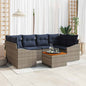 Conjunto de sofás de jardín 7 pcs Gris y azul marino