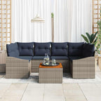 Conjunto de sofás de jardín 7 pcs Gris y azul marino
