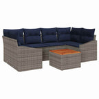 Conjunto de sofás de jardín 7 pcs Gris y azul marino