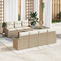 Conjunto de sofás de jardín 8 pcs Beige y Crema ratán sintético