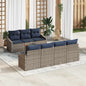 Conjunto de sofás de jardín 8 pcs Gris y azul marino