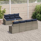 Conjunto de sofás de jardín 8 pcs Gris y azul marino