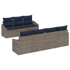 Conjunto de sofás de jardín 8 pcs Gris y azul marino