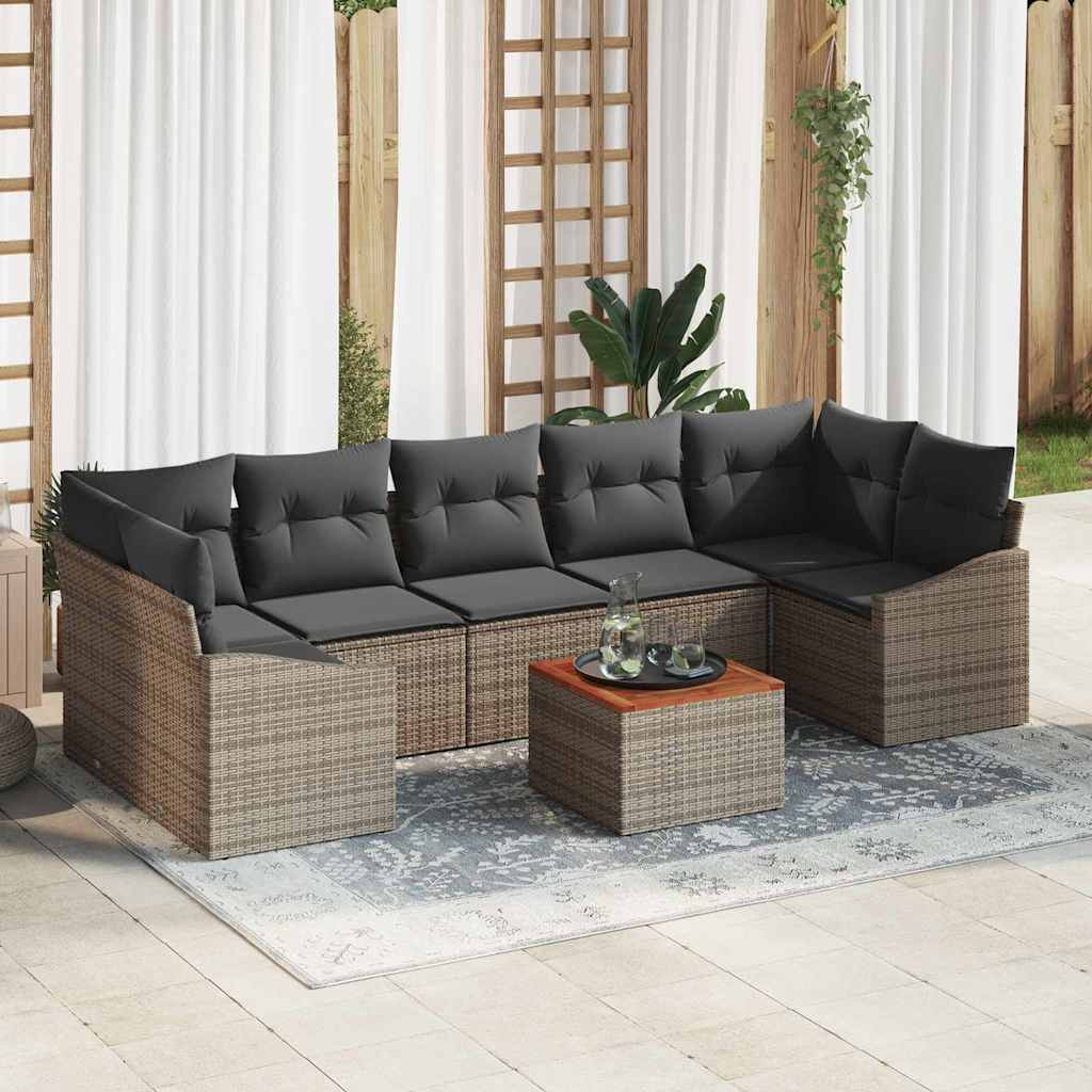 Conjunto de sofás de jardín 8 pcs Beige y Crema ratán sintético