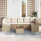 Conjunto de sofás de jardín 8 pcs Beige y Crema ratán sintético