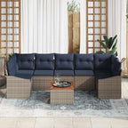 Conjunto de sofás de jardín 8 pcs Gris y azul marino