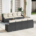 Conjunto de sofás de jardín 9 pcs Negro y crema ratán sintético