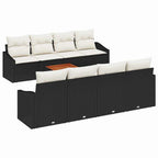 Conjunto de sofás de jardín 9 pcs Negro y crema ratán sintético