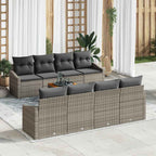 Conjunto de sofás de jardín 9 pcs Gris ratán sintético