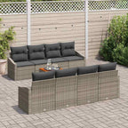 Conjunto de sofás de jardín 9 pcs Gris ratán sintético