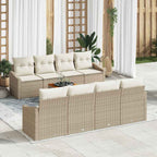 Conjunto de sofás de jardín 9 pcs Beige y Crema ratán sintético
