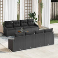Conjunto de sofás de jardín 9 pcs Negro ratán sintético