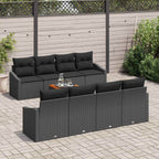 Conjunto de sofás de jardín 9 pcs Negro ratán sintético